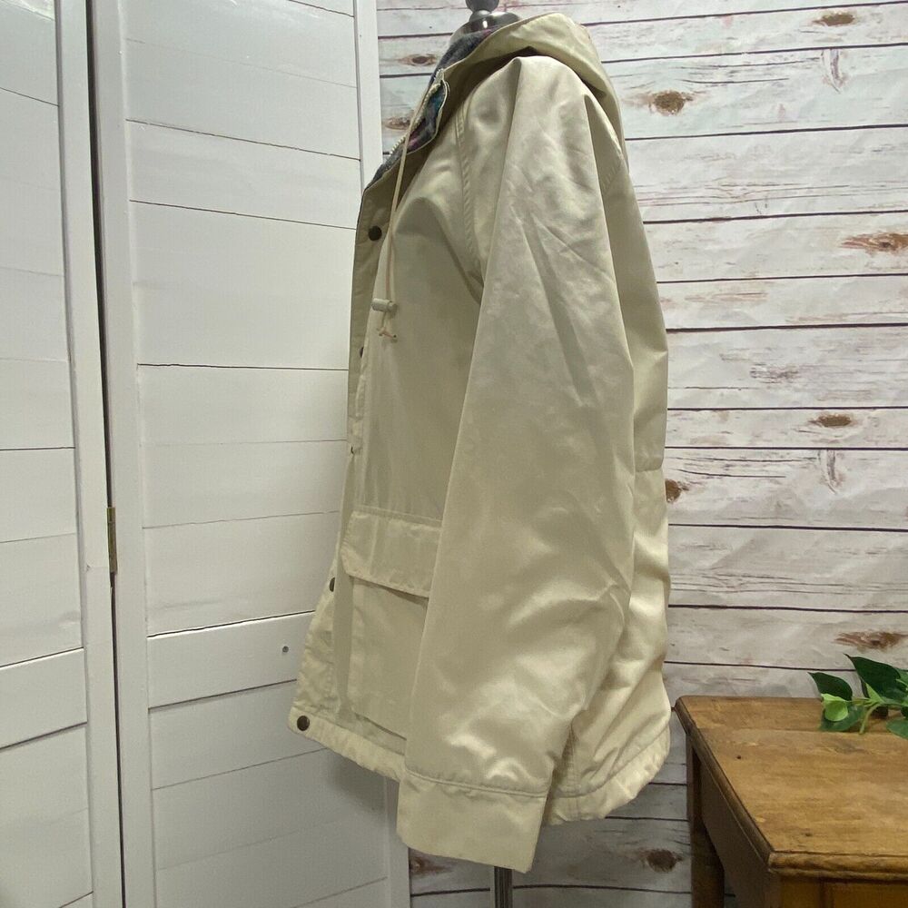 Vintage Lands' End Jacket Large Plaid Wool Lined Hood Chore Barn Parka Coat USA - Picture 6 of 10